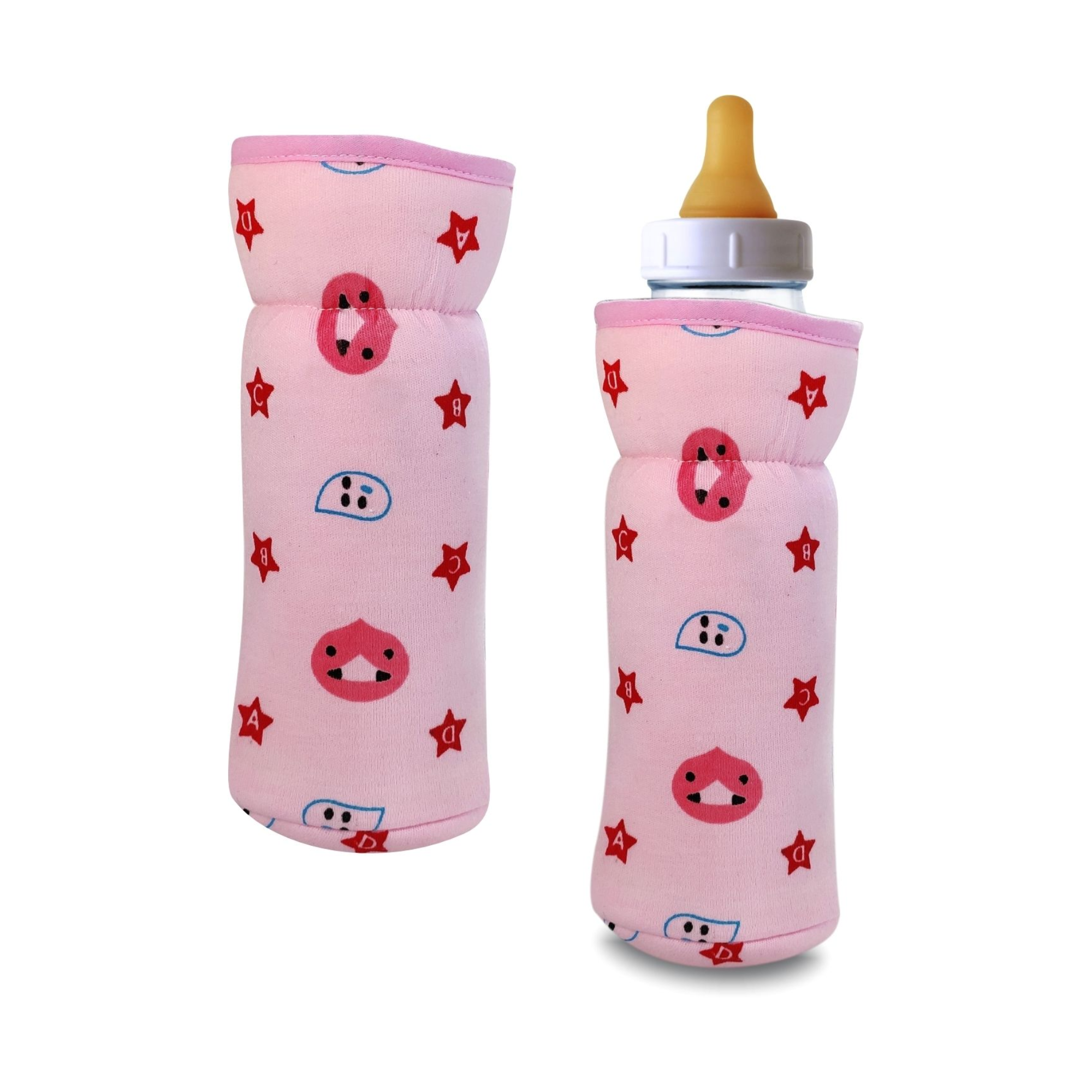 Star Print Baby Feeding Bottle Cover Pink 